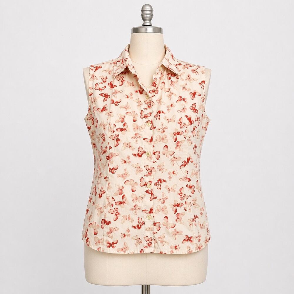 Vintage Haley Sleeveless Butterfly Button-Down